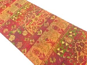 手織り紬更紗模様織出し名古屋帯